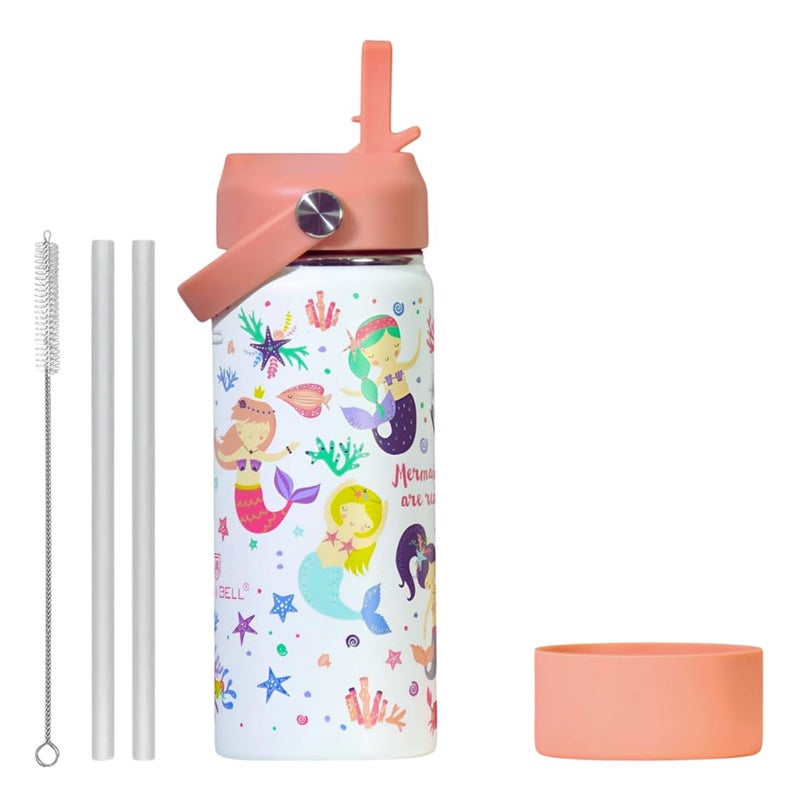 TOM  BELL Insulated Water Bottle for Kids 500ml,Double Wall Water Bottle for School, Sipper Bottle,Hot and Cold, Premium 304 Stainless Steel (NEW MERM, 500ml) - Image 1
