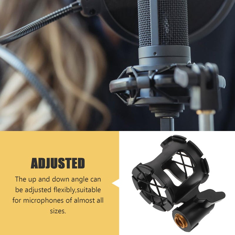 Black Desktop Microphone Stand Clamp with Honeycomb Shockproof Mount for Studio Condenser Mics 2 Pack - Image 4