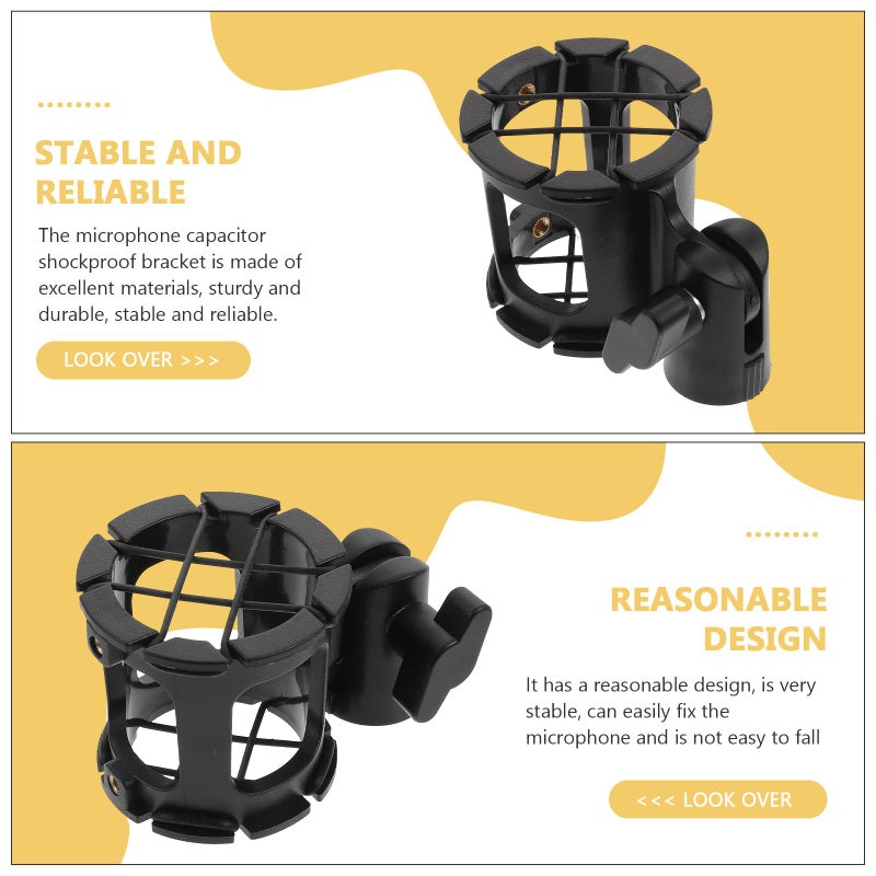 Black Desktop Microphone Stand Clamp with Honeycomb Shockproof Mount for Studio Condenser Mics 2 Pack - Image 5
