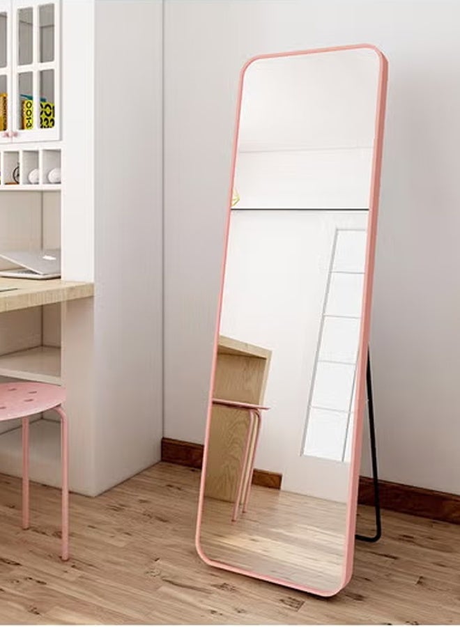 إن كي أكس مرآة كاملة الطول 80 × 180 سم، مرآة أرضية بإطار من سبائك الألومنيوم، مرآة زينة كبيرة قائمة بذاتها لغرفة النوم، مرآة كاملة الجسم مع حامل لغرفة المعيشة وغرفة النوم، لون ذهبي وردي - Image 2