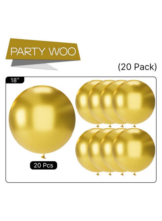PartyWoo Metallic Gold Balloons 20 pcs 18 Inch Large Big Jumbo Giant Chrome Gold Latex Helium Balloons for Graduation Baby Shower Christmas Wedding New Year Birthday Party Decorations Gold-G101 - Image 5
