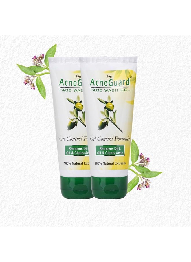 PIL Pil Acneguard Face Wash Gel | Clears Acne, Pimples, Clogged Pores | Perfect Blend Of Natural Ingredients | Deeply Cleanses | Gentle | Refreshing (50g Each, Pack of 2)  - Image 1