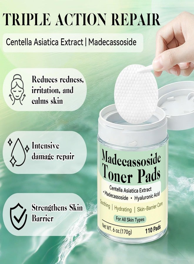 HORSEFISH TOOL Madecassoside Toner Pads, Facial Exfoliating Pads, Redness Reducing Skin Care, Hydrating Pore Care, Toner Pads for Acne Prone, Oily, Clogged Skin, Non Comedogenic, Ideal for All Skin, 110 Pads - Image 2