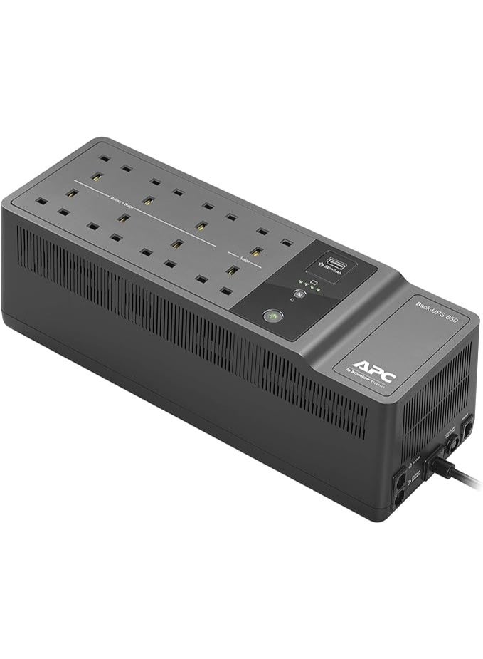 APC BACK-UPS ES - BE650G2-UK - Uninterruptible Power Supply 650VA (8 Outlets, Surge Protected, 1 USB Charging Port)