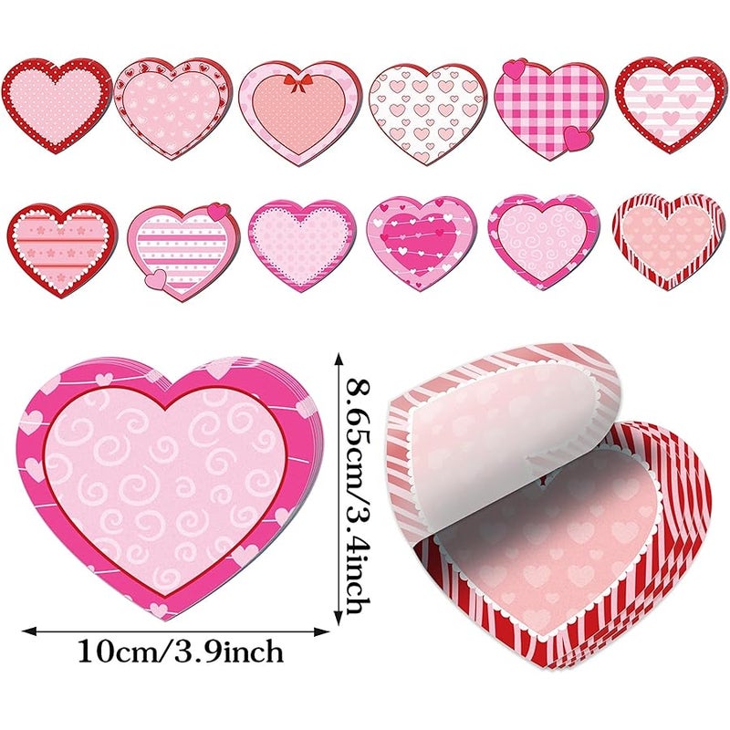 كيوبوت 24 Pack Pink and Red Love Heart Sticky Notes, 3.9x3.4 inch Valentines Day Small Sticky Notes, Mini Sticky Notes Bulk, Love Self Stick Notes - Image 2
