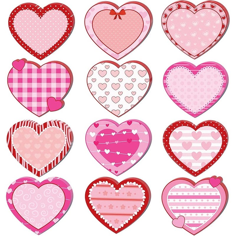 كيوبوت 24 Pack Pink and Red Love Heart Sticky Notes, 3.9x3.4 inch Valentines Day Small Sticky Notes, Mini Sticky Notes Bulk, Love Self Stick Notes - Image 1