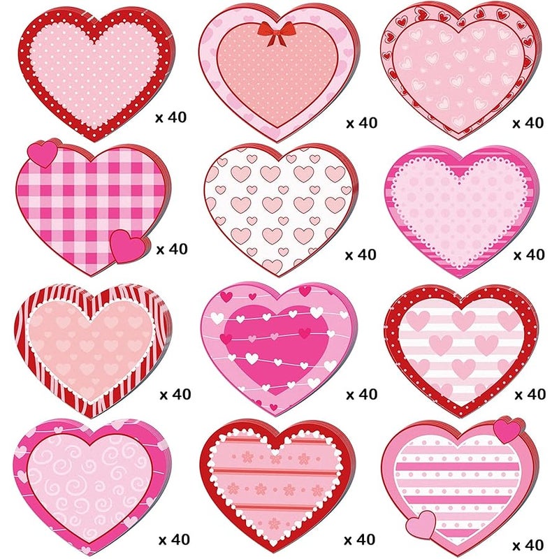 كيوبوت 24 Pack Pink and Red Love Heart Sticky Notes, 3.9x3.4 inch Valentines Day Small Sticky Notes, Mini Sticky Notes Bulk, Love Self Stick Notes - Image 4