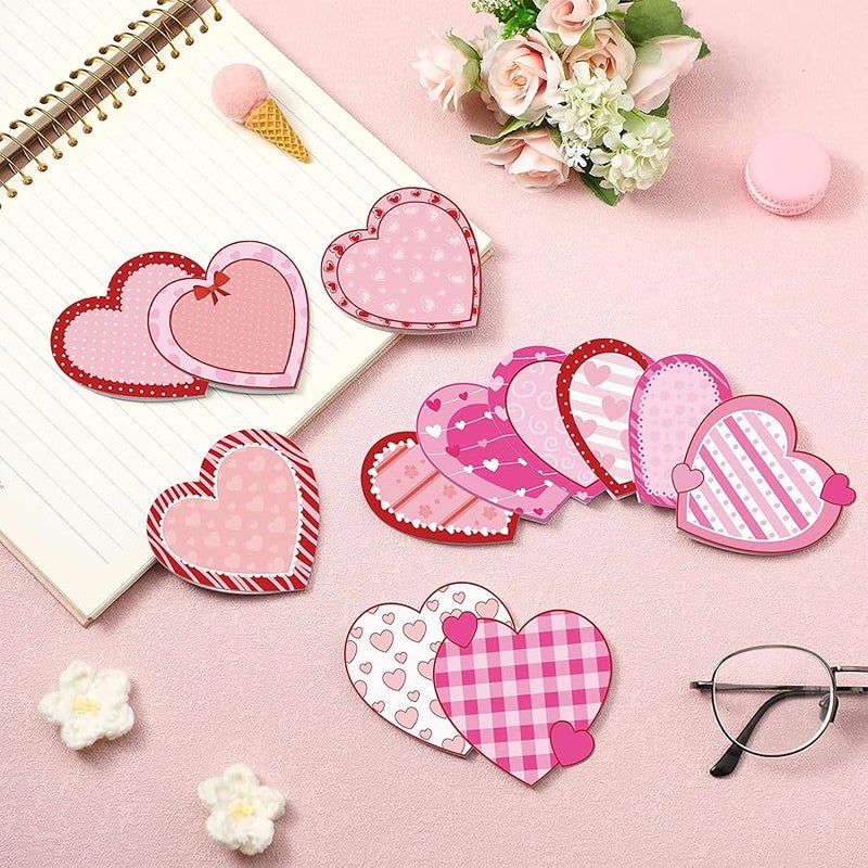 كيوبوت 24 Pack Pink and Red Love Heart Sticky Notes, 3.9x3.4 inch Valentines Day Small Sticky Notes, Mini Sticky Notes Bulk, Love Self Stick Notes - Image 5