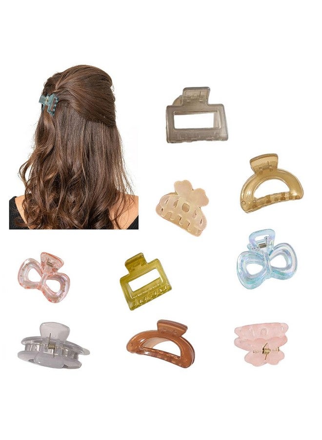 QUILBOOL Multi Claw Clips, Hair Claw Clips For Women & Girls, 2.2 Inch Small Hair Clips, Medium Rectangle Claw Hair Clip, Matte Banana Jaw Clips For Thin Half Hair Pack Of 8 (Multicolour) - Image 1