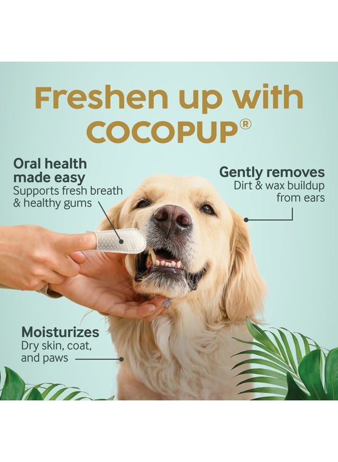 Cocopup Dog Teeth Cleaning Wipes Ear Nose Paws Fur Cleaner Pure Coconut Oil - Image 2