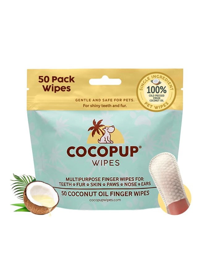 Cocopup Dog Teeth Cleaning Wipes Ear Nose Paws Fur Cleaner Pure Coconut Oil - Image 1