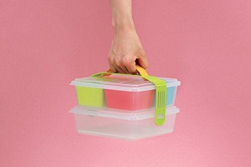 INOMATA Bento Box, 7 inches wide x 7 inches long x 4.75 inches deep, mix - Image 3
