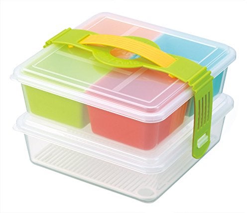 INOMATA Bento Box, 7 inches wide x 7 inches long x 4.75 inches deep, mix - Image 5