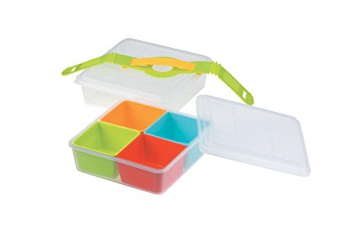 INOMATA Bento Box, 7 inches wide x 7 inches long x 4.75 inches deep, mix - Image 2