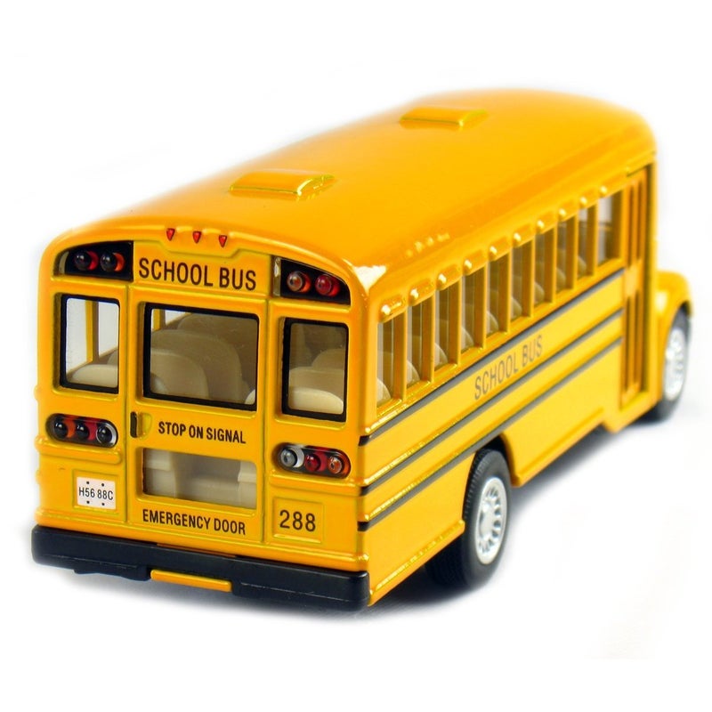 KiNSFUN Classic Long Nose School Bus 5" Die Cast Metal w/ Pull Back Action 12 Pack - Image 3