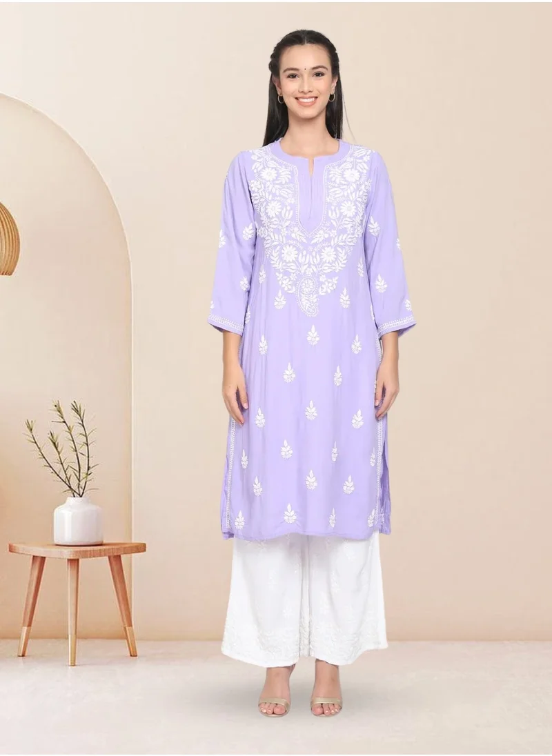 Alaya Women Hand Embroidered Chikankari Rayon Kurta-AL3451