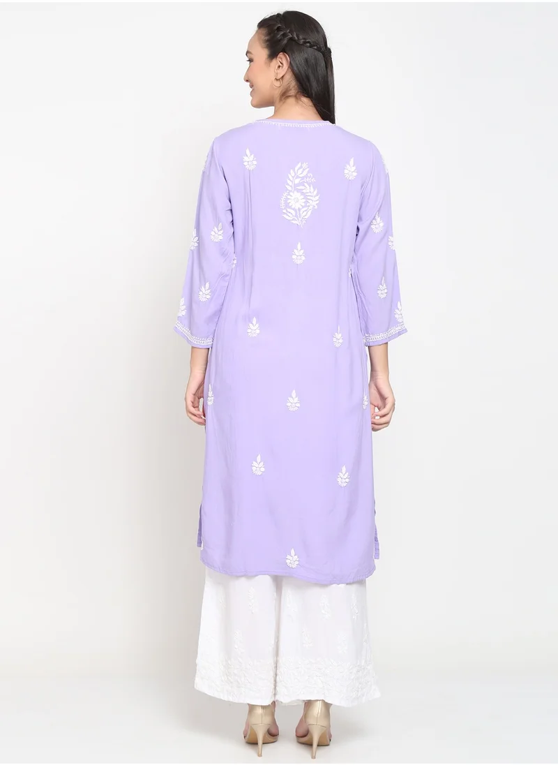 Alaya Women Hand Embroidered Chikankari Rayon Kurta-AL3451