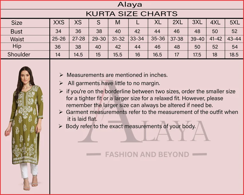 Alaya Single Women Hand Embroidered Chikankari Rayon Kurta-AL3451 for Women | Best Price UAE