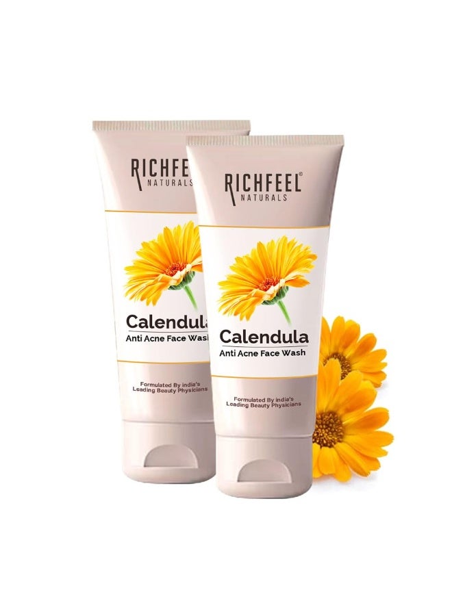 Richfeel Anti Acne Calendula Face Wash | Power of Soothing Calendula Extracts | For Skin prone to Acne & Blemishes | Physician Formulated | Helps Calm & Replenish Skin | 100 g (Pack of 2) - Image 1