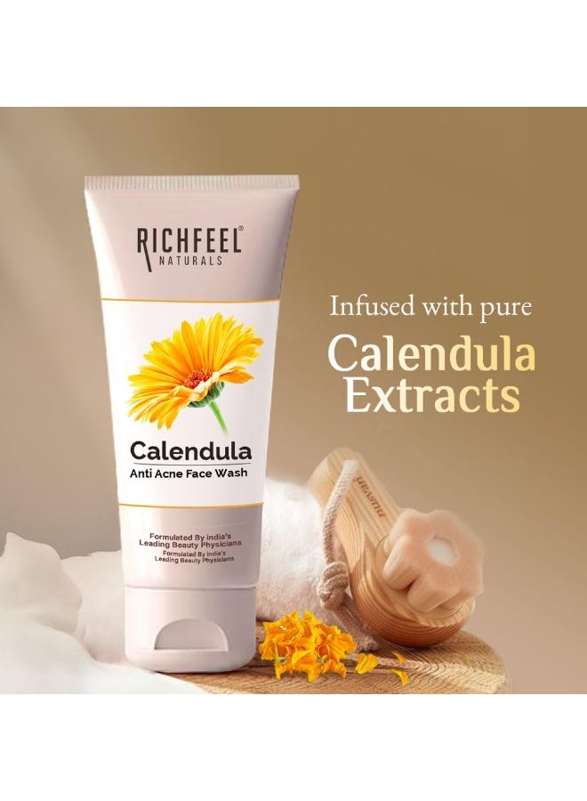 Richfeel Anti Acne Calendula Face Wash | Power of Soothing Calendula Extracts | For Skin prone to Acne & Blemishes | Physician Formulated | Helps Calm & Replenish Skin | 100 g (Pack of 2) - Image 4