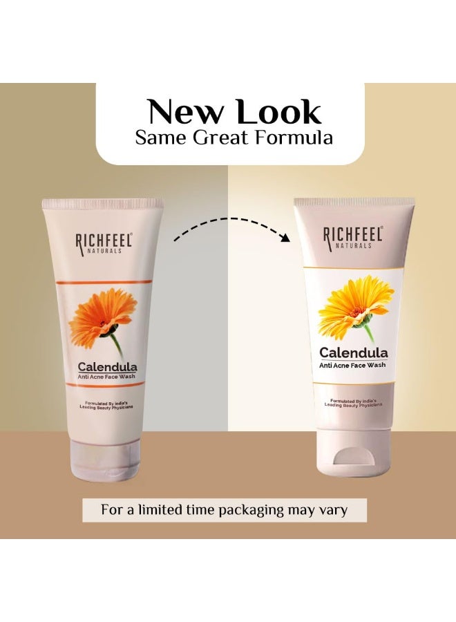 Richfeel Anti Acne Calendula Face Wash | Power of Soothing Calendula Extracts | For Skin prone to Acne & Blemishes | Physician Formulated | Helps Calm & Replenish Skin | 100 g (Pack of 2) - Image 2