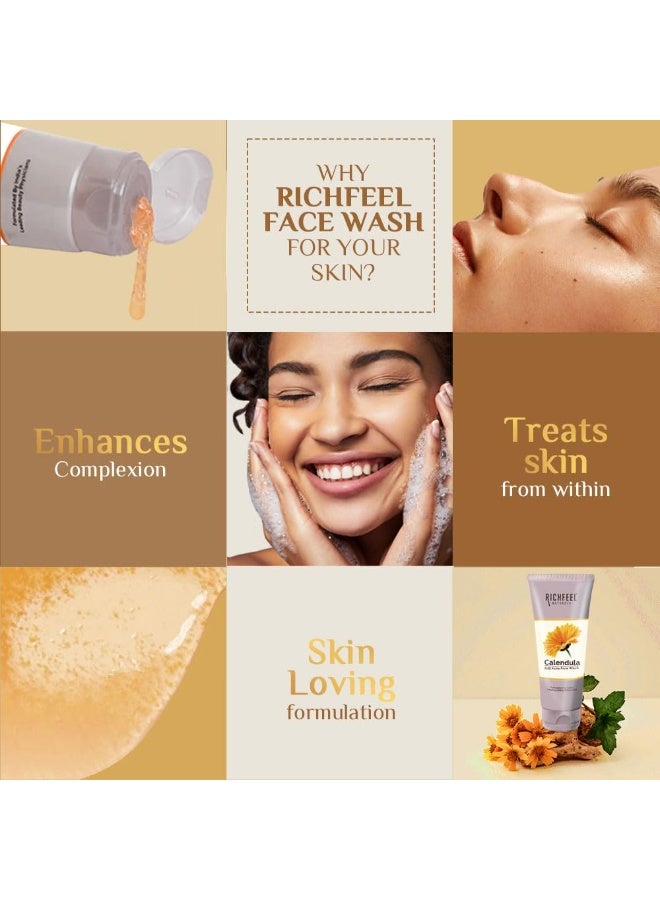 Richfeel Anti Acne Calendula Face Wash | Power of Soothing Calendula Extracts | For Skin prone to Acne & Blemishes | Physician Formulated | Helps Calm & Replenish Skin | 100 g (Pack of 2) - Image 3