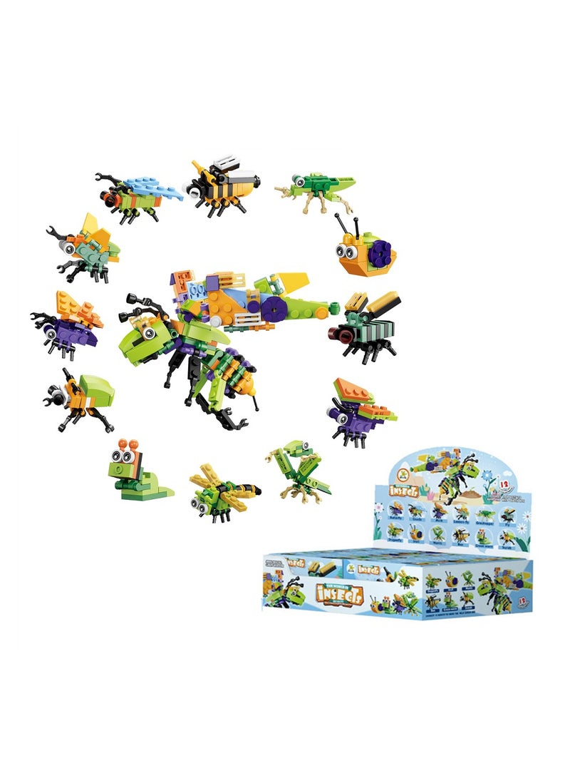 Animals Building Blocks, Party Favors for Kids, 12 in 1 Animals Building Blocks Sets for Boys Girls, Kindergarten Children's Gacha Ball Gift, Mini Insect Animals Toys for Kids - Image 2