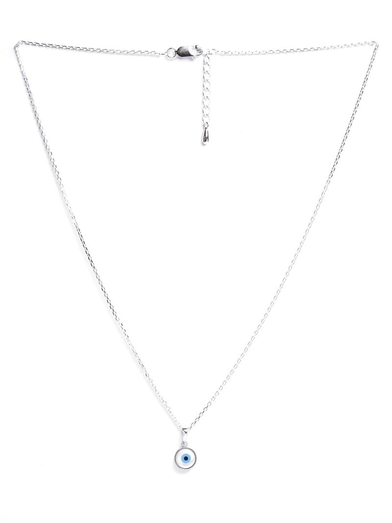 CLARA 925 Sterling Silver Evil Eye Pendant Necklace for Men & Women | With or Without Chain | Platinum Plated - Image 4