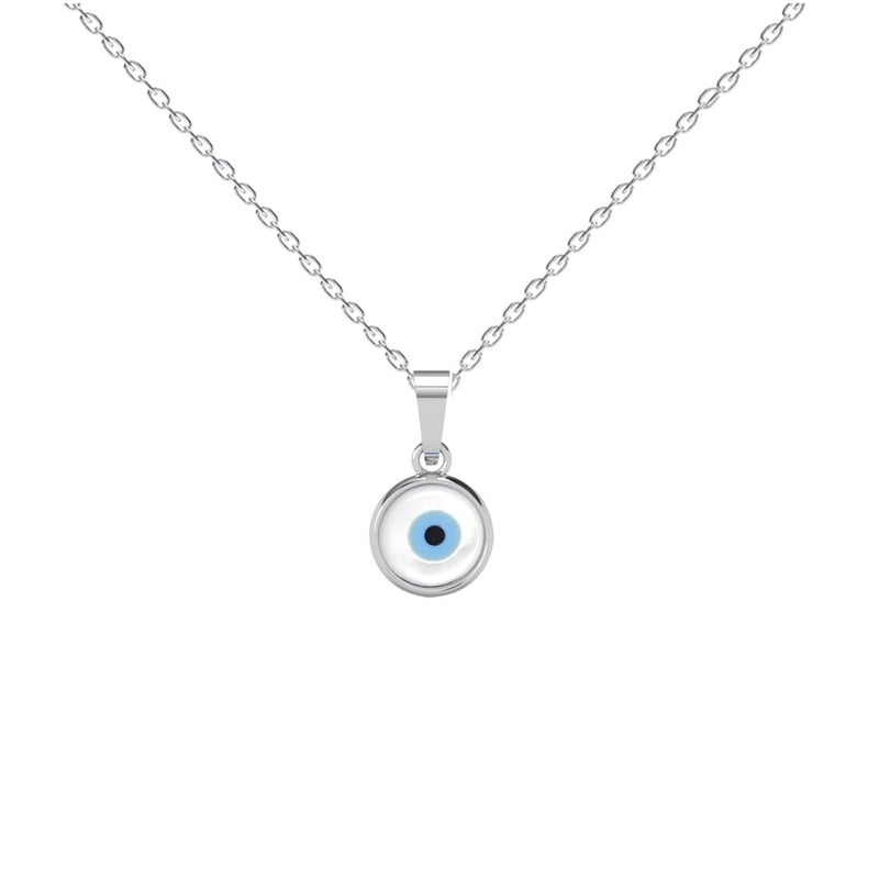 CLARA 925 Sterling Silver Evil Eye Pendant Necklace for Men & Women | With or Without Chain | Platinum Plated - Image 1
