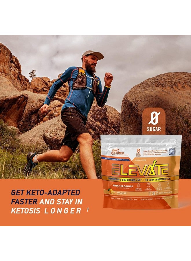 ريال كيتونز عبوات مزيج مشروب الكيتونات الخارجية Real Ketones MCT & BHB عبوات مسحوق Elevate Keto Electrolytes بدون سكر مع 4 إلكتروليتات رئيسية بالإضافة إلى Keto BHB المرطب - عبوة من 30 قطعة برتقالية - Image 3