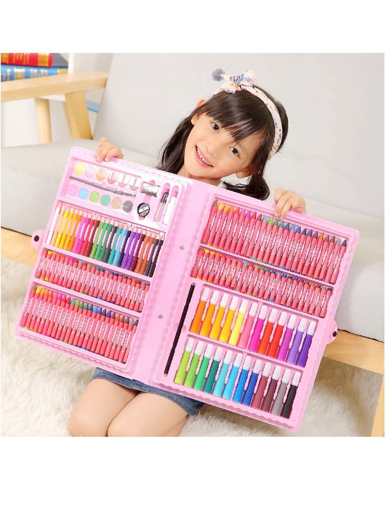 PAMEER 168 Pieces Kids Art Kit, Art Set, Drawing Box has Watercolors Markers Crayons Color Pencils Oil Pastels Glue Portable Drawing Set makes Great Gift for Artists - Image 1