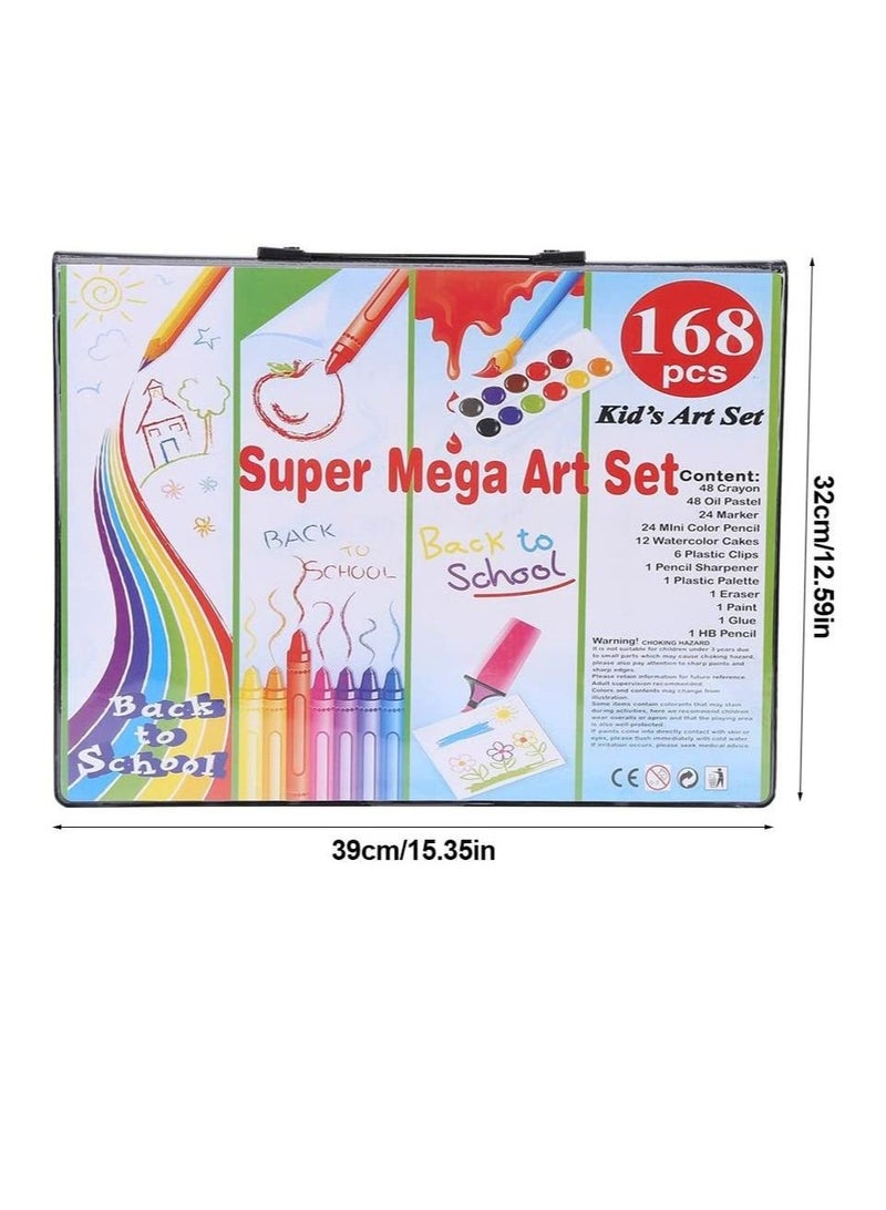 PAMEER 168 Pieces Kids Art Kit, Art Set, Drawing Box has Watercolors Markers Crayons Color Pencils Oil Pastels Glue Portable Drawing Set makes Great Gift for Artists - Image 2