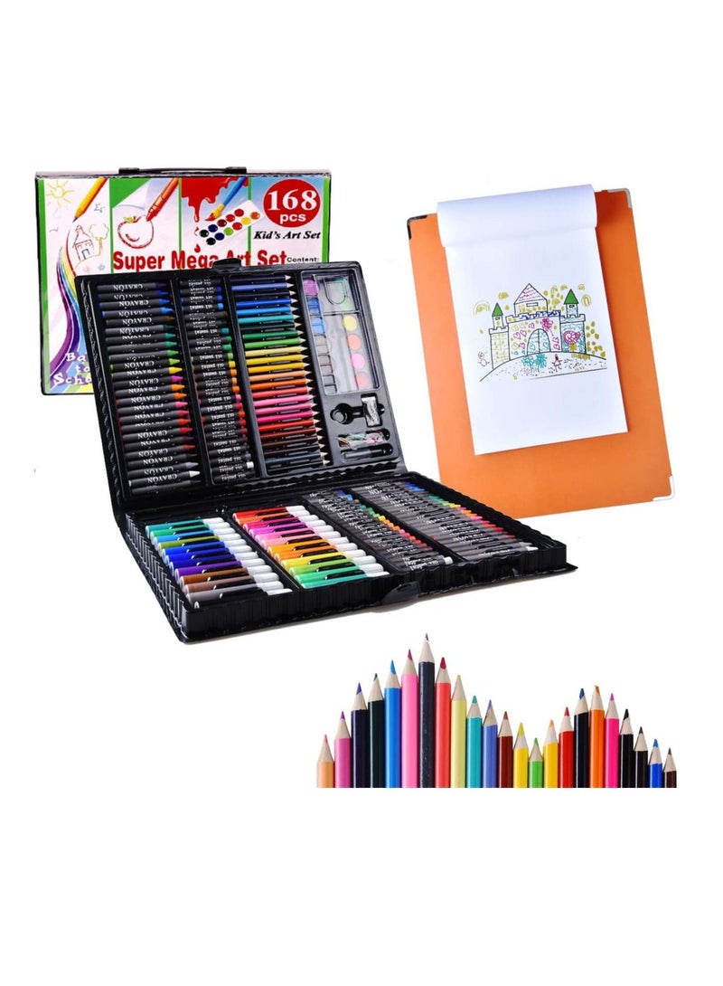PAMEER 168 Pieces Kids Art Kit, Art Set, Drawing Box has Watercolors Markers Crayons Color Pencils Oil Pastels Glue Portable Drawing Set makes Great Gift for Artists - Image 4