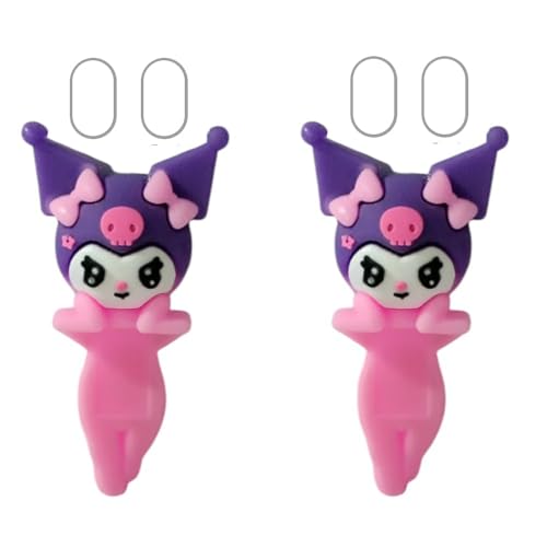 MeeTo Kuromi Peeking Character Sticker & Mini Figure Set Cute Cartoon Wall & Laptop Decor |Anime-Style Peek Stickers for Laptops, Monitors, Mirrors, Picture Frames, Doors & More [Pack of 2] - Image 1