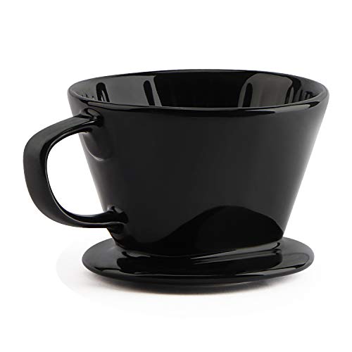 Yeeco Black Ceramic Coffee Dripper Size 02 Filter With 3 Drip Holes Manual Pour Over Brewing for Home Office and Cafe