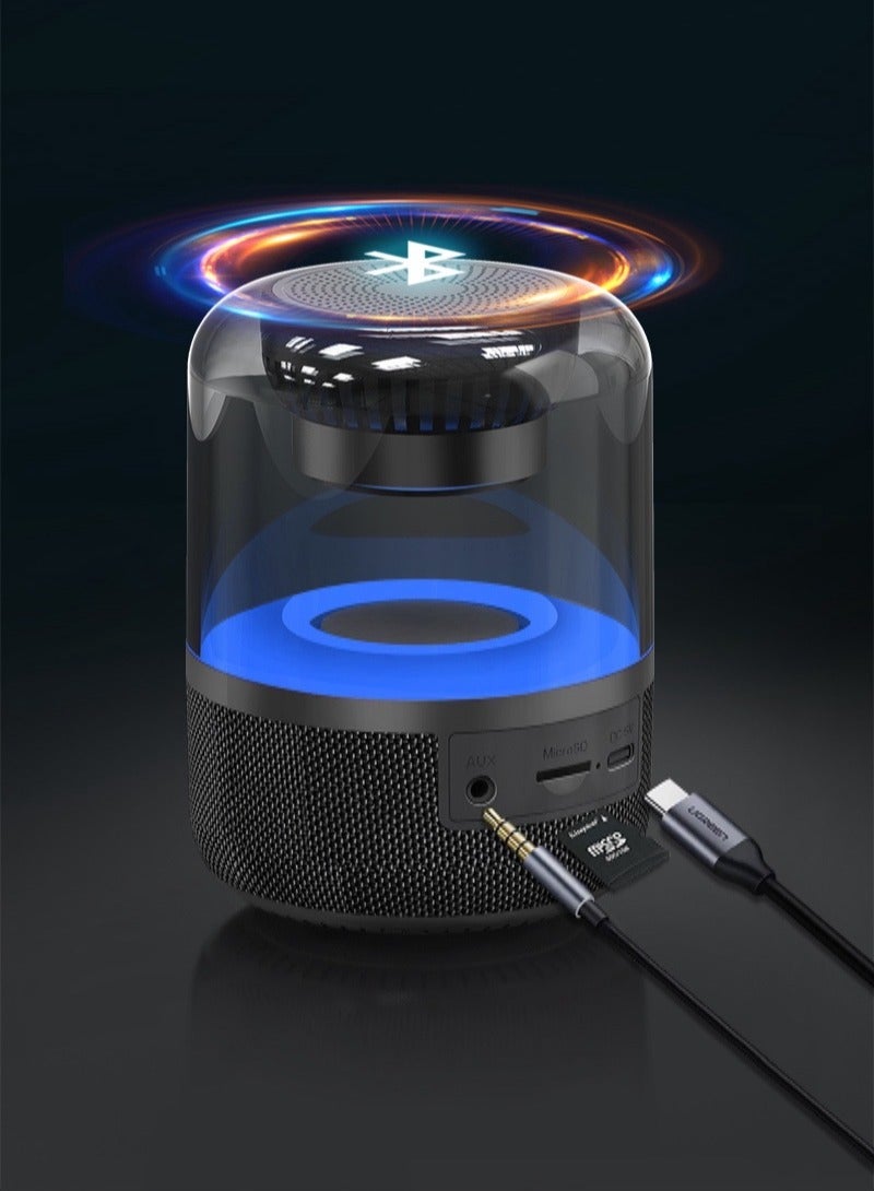 general Portable wireless speaker, powerful 8W 360-degree HD stereo speakers with TWS, retro LED light show, 4 hours of playtime, USB media port, TF card slot and 3.5mm port for Bluetooth devices, colorful black - Image 4