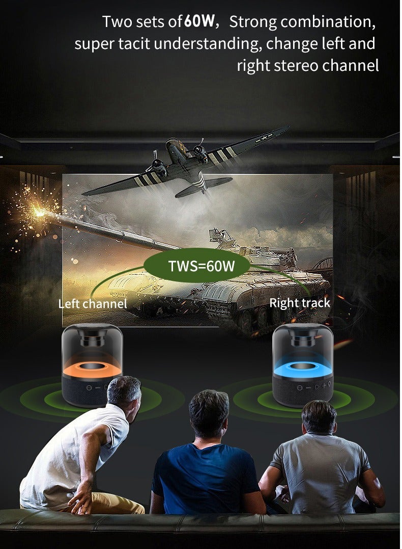 general Portable wireless speaker, powerful 8W 360-degree HD stereo speakers with TWS, retro LED light show, 4 hours of playtime, USB media port, TF card slot and 3.5mm port for Bluetooth devices, colorful black - Image 2