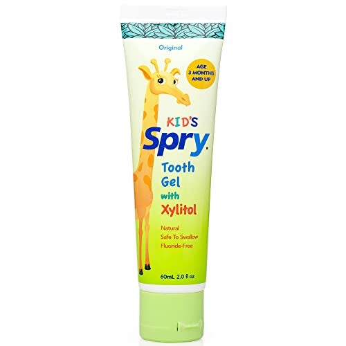 Spry Natural Xylitol Toothpaste for Baby Toddler and Kids Age 3 Months and Up Fluoride Free Tooth Gel Tasty Support Development of Emerging Teeth Original 2 Fl Oz Pack of 1 - Image 1