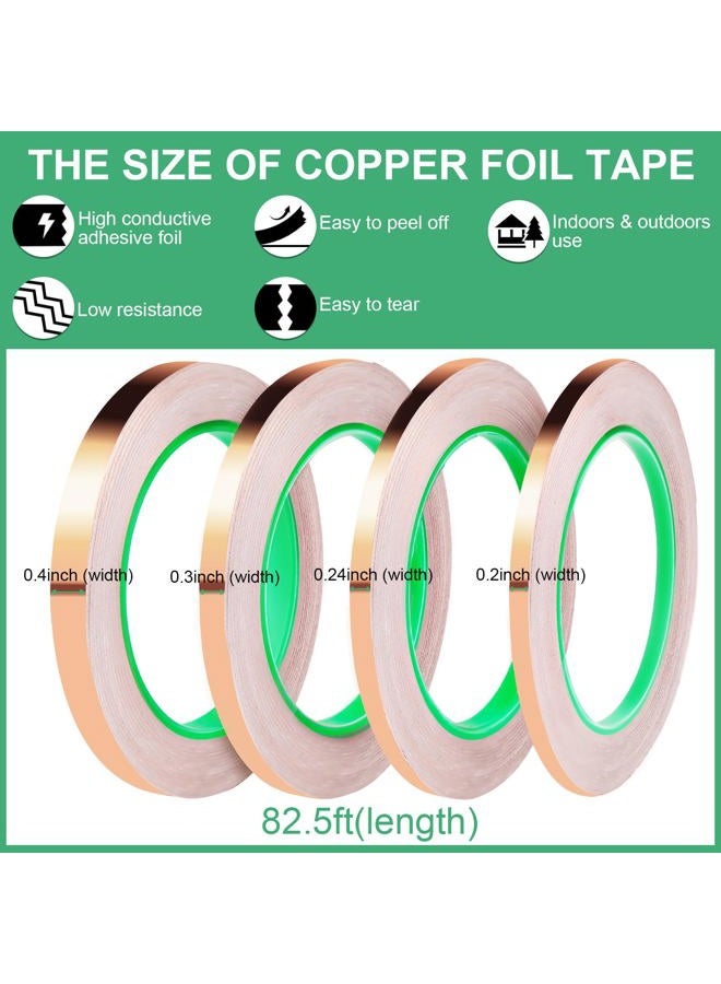 LOVIMAG Copper Foil Tape, Conductive Copper Tape 4 Sizes (0.2/0.24/0.3/0.4Inch) x82.5FT, Copper Tape Conductive Adhesive for Stained Glass, Guitar and EMI Shielding, Electrical Repairs, Grounding - Image 3