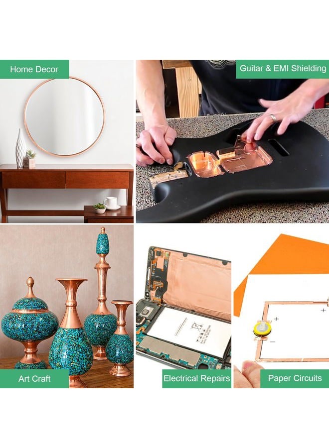 LOVIMAG Copper Foil Tape, Conductive Copper Tape 4 Sizes (0.2/0.24/0.3/0.4Inch) x82.5FT, Copper Tape Conductive Adhesive for Stained Glass, Guitar and EMI Shielding, Electrical Repairs, Grounding - Image 2