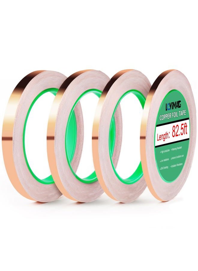 LOVIMAG Copper Foil Tape, Conductive Copper Tape 4 Sizes (0.2/0.24/0.3/0.4Inch) x82.5FT, Copper Tape Conductive Adhesive for Stained Glass, Guitar and EMI Shielding, Electrical Repairs, Grounding - Image 1