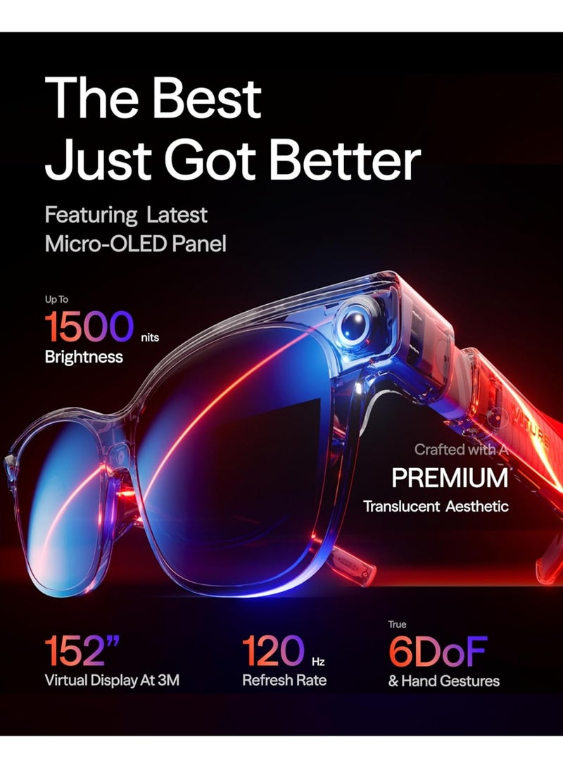 VITURE Luma Ultra XR Glasses, 152'' Ultra Sharp Display, Full 6Dof Support, AR Hand Gestures, 52° FOV, 1500 Nits, for iPhone 17/16/15, Android, Mac, PC, Switch & Switch 2, Real-time 2D to 3D - Image 2
