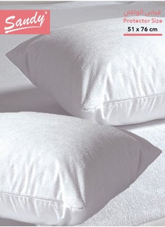 Sandy Sandy Latex Premium Waterproof Pillow Protector 2-Pieces Flap Protector Pillow Case Set - Hypoallergenic, Breathable and Dust Mite Protecting (Queen Size: 51*76 cm, White)  - Image 1