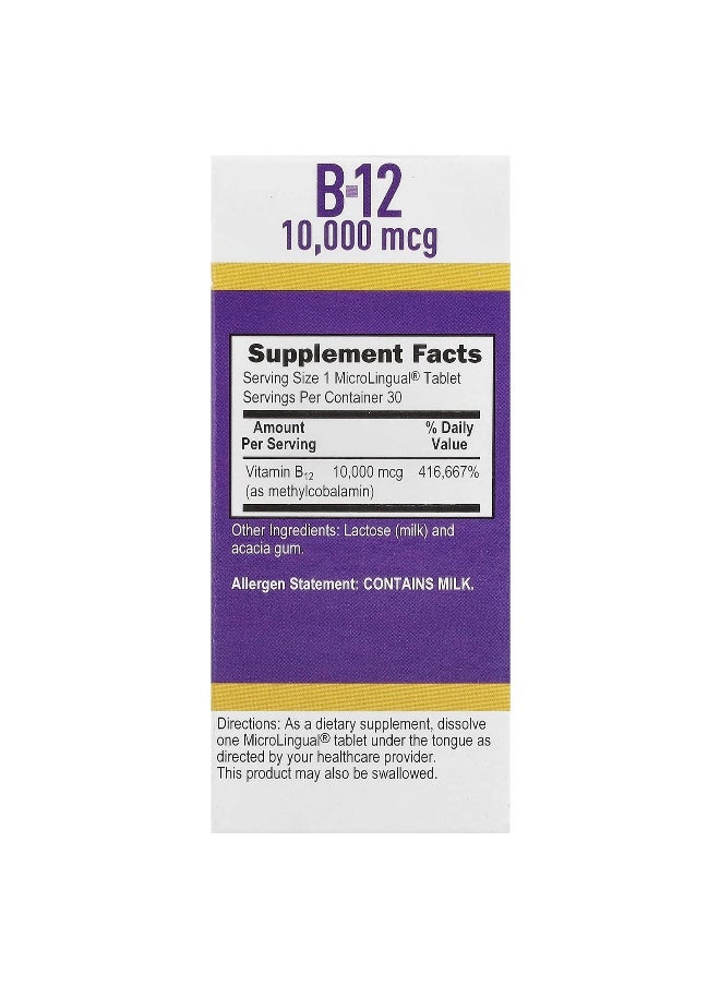 Superior Source Superior Source, Methylcobalamin B-12, 10,000 mcg, 30 MicroLingual® Instant Dissolve Tablets  - Image 2