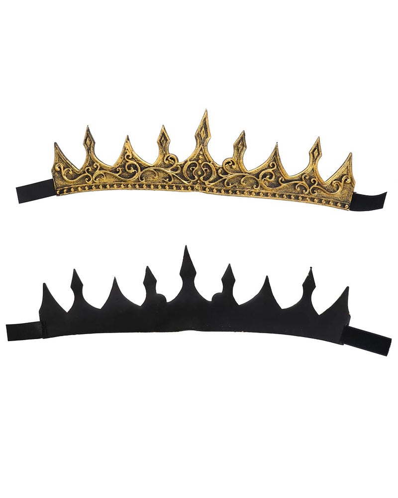 Liatunou Regal King's Crown,Adjustable Royal Crown Prince Tiara,Medieval King Costume Accessories Halloween Cosplay for Adult (Gold) - Image 5