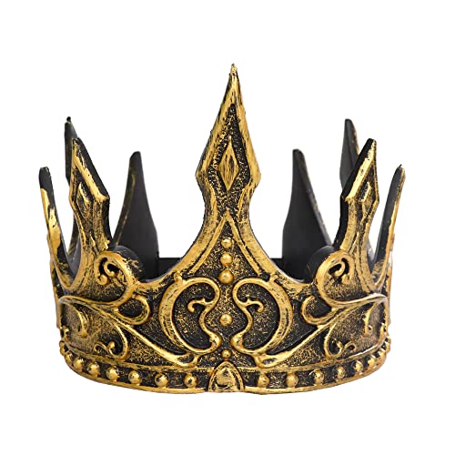 Liatunou Regal King's Crown,Adjustable Royal Crown Prince Tiara,Medieval King Costume Accessories Halloween Cosplay for Adult (Gold) - Image 1