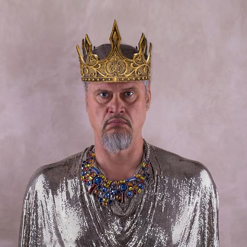 Liatunou Regal King's Crown,Adjustable Royal Crown Prince Tiara,Medieval King Costume Accessories Halloween Cosplay for Adult (Gold) - Image 4