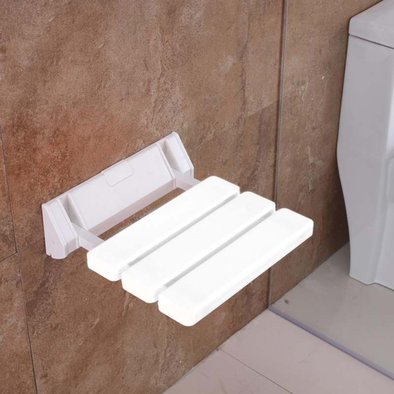 Shower Seat Wall Mounted Foldable Bench Space-Saving Design - Heavy-Duty 130 kg Load Capacity Corrosion-Resistant ABS Aluminum Shower Chair for Small Bathrooms Sauna Rooms - Image 5