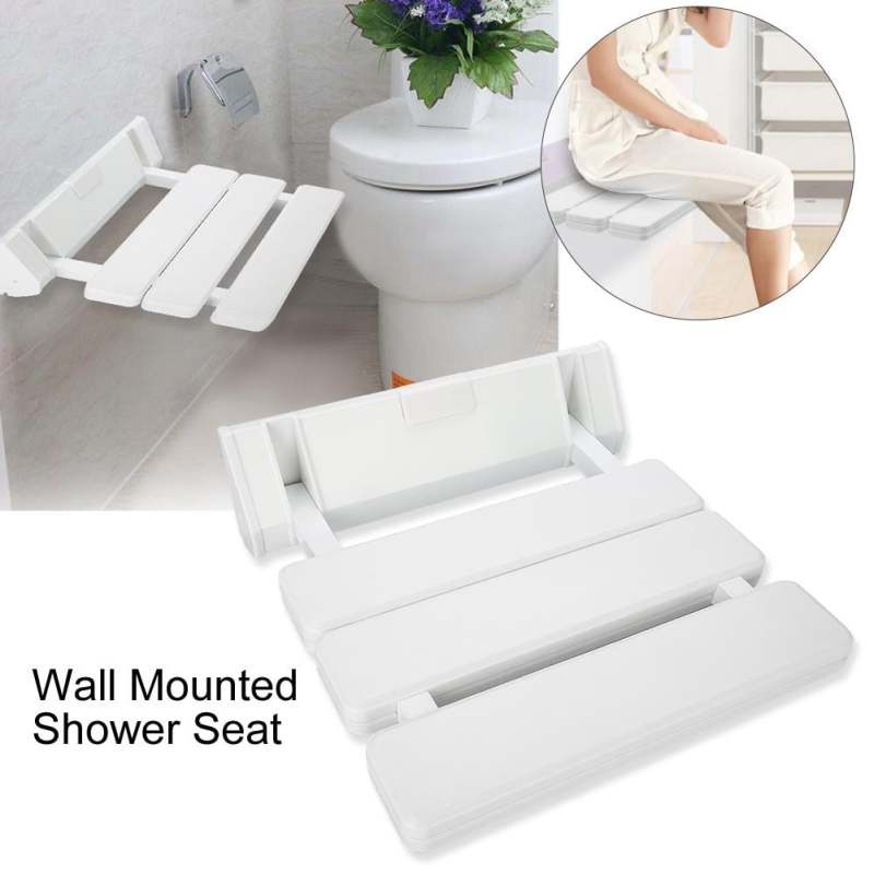 Shower Seat Wall Mounted Foldable Bench Space-Saving Design - Heavy-Duty 130 kg Load Capacity Corrosion-Resistant ABS Aluminum Shower Chair for Small Bathrooms Sauna Rooms - Image 2