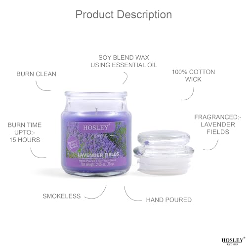 Hosley Lavender Fields Highly Fragranced, 2.65 Oz Wax, Jar Candle (G65243_Purple) - Image 4